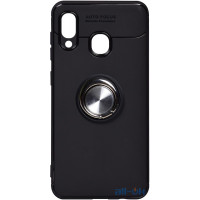 Чохол-накладка TOTO Car Magnetic Ring TPU Case Samsung Galaxy A20/A30 Black/Silver