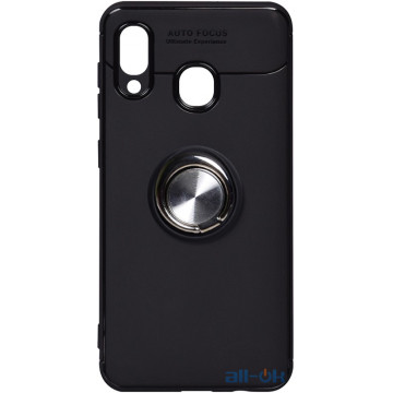 Чохол-накладка TOTO Car Magnetic Ring TPU Case Samsung Galaxy A20/A30 Black/Silver
