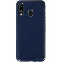 Чохол-накладка TOTO TPU Carbon Fiber 2,0mm Case Samsung Galaxy A20/A30 Navy Blue
