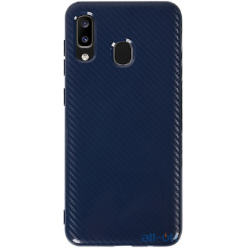 Чохол-накладка TOTO TPU Carbon Fiber 2,0mm Case Samsung Galaxy A20/A30 Navy Blue