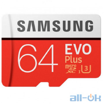Карта пам'яті Samsung 64 GB microSDXC Class 10 UHS-I EVO Plus + SD Adapter MB-MC64HA