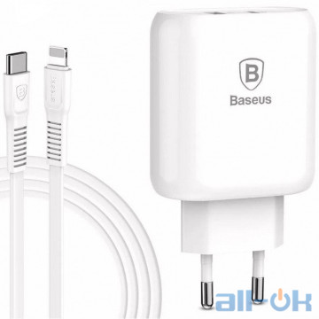 Мережевий зарядний пристрій Baseus Usb Wall Charger Bojure Series USB-C Quick charge 32W Plus USB-C to Lightning Cable White (TZTUN-BJ02)