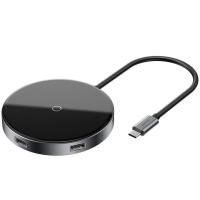 Бездротовий зарядний пристрій Plus USB Hub Baseus Circular Mirror Wireless Charger HUB Deep Gray (WXJMY-0G)