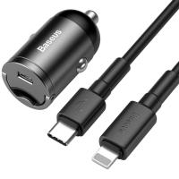 Автомобільний зарядний пристрій Baseus Tiny Star Mini PPS Car Charge USB Type-C Port 30W Gray with Lightning Cable (VCHX-B0G)