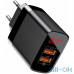 Мережевий зарядний пристрій Baseus USB Wall Charger 2xUSB Mirror Lake Display Quick Charge 18W Black (CCJMHA-A01) — інтернет магазин All-Ok. фото 1