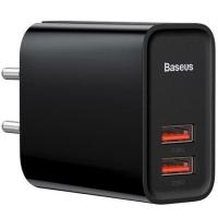 Мережевий зарядний пристрій Baseus Speed Dual QC3.0 Quick charger U Plus U 30W EU Black (CCFS-E01)