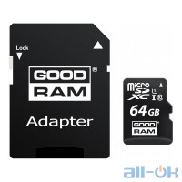 Карта пам'яті GOODRAM 64 GB microSDXC class 10 UHS-I + SD Adapter M1AA-0640R12