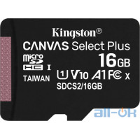 Карта пам'яті Kingston 16GB microSDHC Canvas Select Plus 100R A1 C10 (SDCS2/16GBSP)