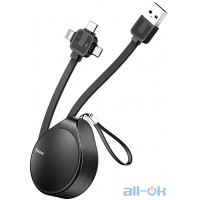 Кабель Baseus Waterdrop 3 in 1 (MicroUSB Plus Lightning Plus Type-C) Scaling Cable 1.5A 1.5M Black (CAMLT-EP01)