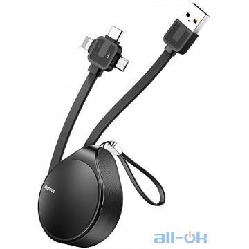 Кабель Baseus Waterdrop 3 in 1 (MicroUSB Plus Lightning Plus Type-C) Scaling Cable 1.5A 1.5M Black (CAMLT-EP01)