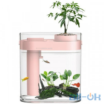 Акваріум з обладнанням: ландшафтним набором і квітковим горщиком Xiaomi HFJH Amphibian ECO-Aquarium Aquaponics Youth Edition Pink HF-JHYGZH002