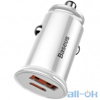 Автомобільний зарядний пристрій Baseus USB Car Charger USB 3.0 Plus USB-C 30W White (CCALL-YS02)