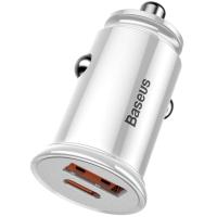 Автомобільний зарядний пристрій Baseus USB Car Charger USB 3.0 Plus USB-C 30W White (CCALL-YS02)