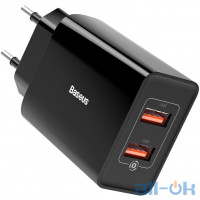 Мережевий зарядний пристрій Baseus Speed Mini Dual U QC 18W Black (CCFS-V01)