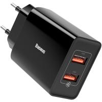 Мережевий зарядний пристрій Baseus Speed Mini Dual U QC 18W Black (CCFS-V01)