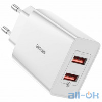 Мережевий зарядний пристрій Baseus Speed Mini Dual U QC 18W White (CCFS-V02)
