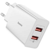 Мережевий зарядний пристрій Baseus Speed Mini Dual U QC 18W White (CCFS-V02)