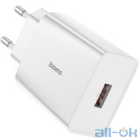 Мережевий зарядний пристрій Baseus Speed Mini Single U QC 18W White (CCFS-W02)
