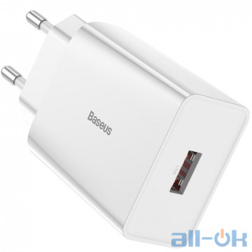 Мережевий зарядний пристрій Baseus Speed Mini Single U QC 18W White (CCFS-W02)