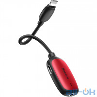 Адаптер Baseus 3-in-1 iP Male to Dual iP & 3.5mm Female Adapter L51 Red-black (CALL51-91)
