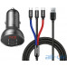 Автомобільний зарядний пристрій Baseus Digital Display Dual USB (4.8A) Plus USB Cable 3in1 1.2m (TZCCBX-0G) Grey — інтернет магазин All-Ok. фото 4