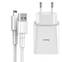 Мережевий зарядний пристрій Baseus Speed Mini (2.1A) + USB Cable Lightning (TZCCFS-R02) White