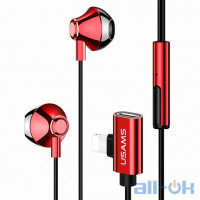 Навушники USAMS Lightning Metal with Charging Port EP-32 (US-SJ295) (Red)