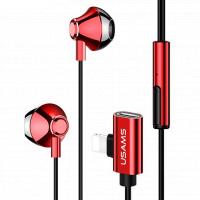 Навушники USAMS Lightning Metal with Charging Port EP-32 (US-SJ295) (Red)