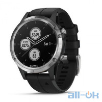 Спортивний годинник Garmin Fenix 5 Plus Silver with Black Silicone (010-01988-60)