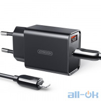 Мережевий зарядний пристрій Joyroom L-QP183 USB+PD 18W + Cable Type-C to Lightning Black UA UCRF