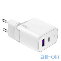 Мережевий зарядний пристрій Joyroom L-QP451 USB+PD 45W + Cable Type-C to Type-C White UA UCRF