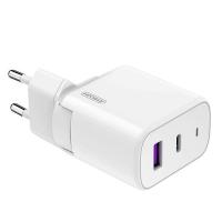 Мережевий зарядний пристрій Joyroom L-QP451 USB+PD 45W + Cable Type-C to Type-C White UA UCRF