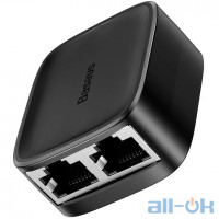 Сплітер BASEUS High Speed 1 to 2 Network Splitter Adapter IRJ45 100m Support Black (PCFXQ-01)