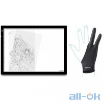 Графический планшет Huion A3 LED Light Pad + перчатка