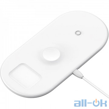 Бездротовий зарядний пристрій Baseus Smart 3-in-1 для Apple iPhone/Watch/AirPods White (WX3IN1-C02)