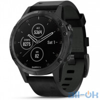 Спортивний годинник Garmin Fenix 5 Plus Sapphire Black with Leather Band (010-01988-07)