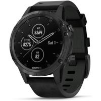 Спортивний годинник Garmin Fenix 5 Plus Sapphire Black with Leather Band (010-01988-07)