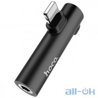 Перехідник Hoco Lightning to 3,5mm Audio/Lightning Charging LS21 Black