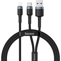 Кабель Baseus Cafule Cable 2in1 Lightning/Type-C+USB 1m Black (CATKLF-ELG1)