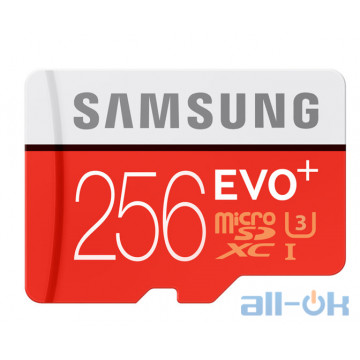 Карта пам'яті Samsung 256 GB microSDXC Class 10 UHS-I U3 EVO Plus + SD Adapter MB-MC256GA