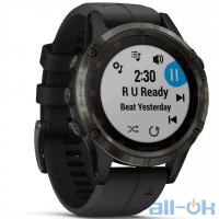 Спортивний годинник Garmin Fenix 5 Plus Carbon Gray DLC Titanium with Black Silicone Band (010-01988-20)