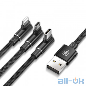 Кабель Lightning/micro USB/USB Type-C Baseus USB Cable to Lightning/microUSB/USB-C MVP 1.2m Black (CAMLT-WZ01)