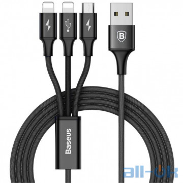 Кабель USB Baseus USB Cable to 2xLightning/microUSB Rapid 1.2m Black (CAMLL-SU01)