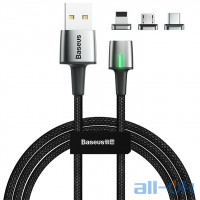 Кабель Baseus Zinc Magnetic Kit 3in1 (Lightning/MicroUSB/Type-C) (TZCAXC-A01) Black 1m