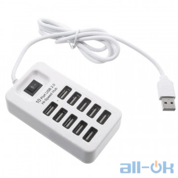 Мультипортовый адаптер USB HUB P-1603 (10 USB2.0) White