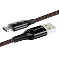 Кабель USB Type-C Baseus C-shaped Light Intelligent Power-off USB For Type-C 3A 1M Black (CATCD-01)