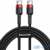 Кабель USB Type-C Baseus Cafule Series Type-C PD2.0 60W Flash Charge Cable 20V 3A 1m Red Black (CATKLF-G91) — інтернет магазин All-Ok. фото 1