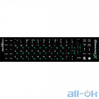 Наклейки на клавіатуру Grand-X 68 Keys Cyrillic Green, Latin White (GXDPGW)