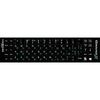 Наклейки на клавіатуру Grand-X 68 Keys Cyrillic Green, Latin White (GXDPGW)