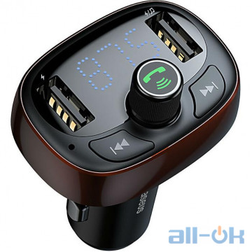 FM-трансмітер Baseus T Typed Wireless MP3 Charger with Car Holder Dark Coffee CCALL-TM12